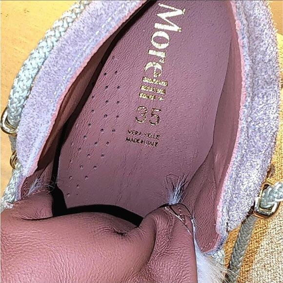 Chic Pink Suede Fur Accent Ankle Boots Youth Size 3 NWOT Made in Italy - Picture 7 of 7